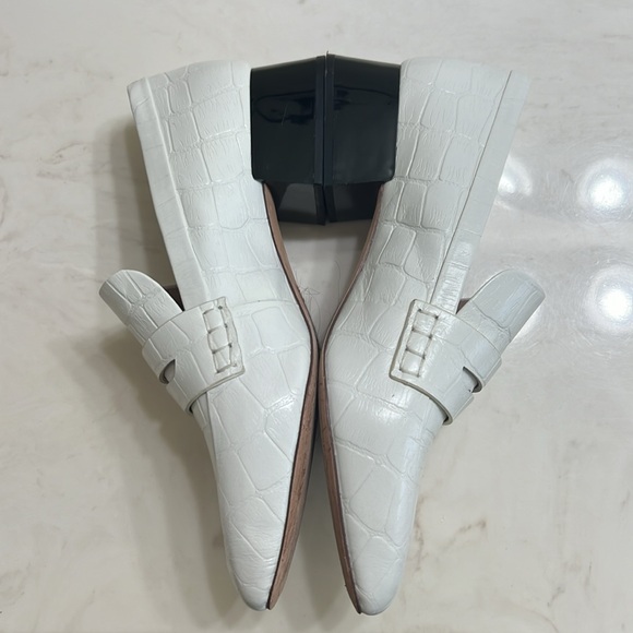 AD & DAUGHTERS White Leather Crocodile Loafer Bowdin Black Block Heel Slip On 7 - Picture 5 of 7